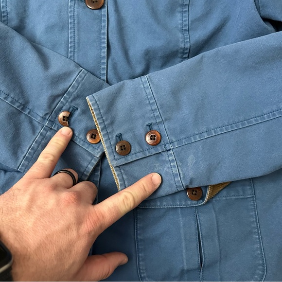 LL Bean Jacket Barn Chore Field Coat Corduroy Tipped Flannel Lined Blue Women M - Picture 4 of 9